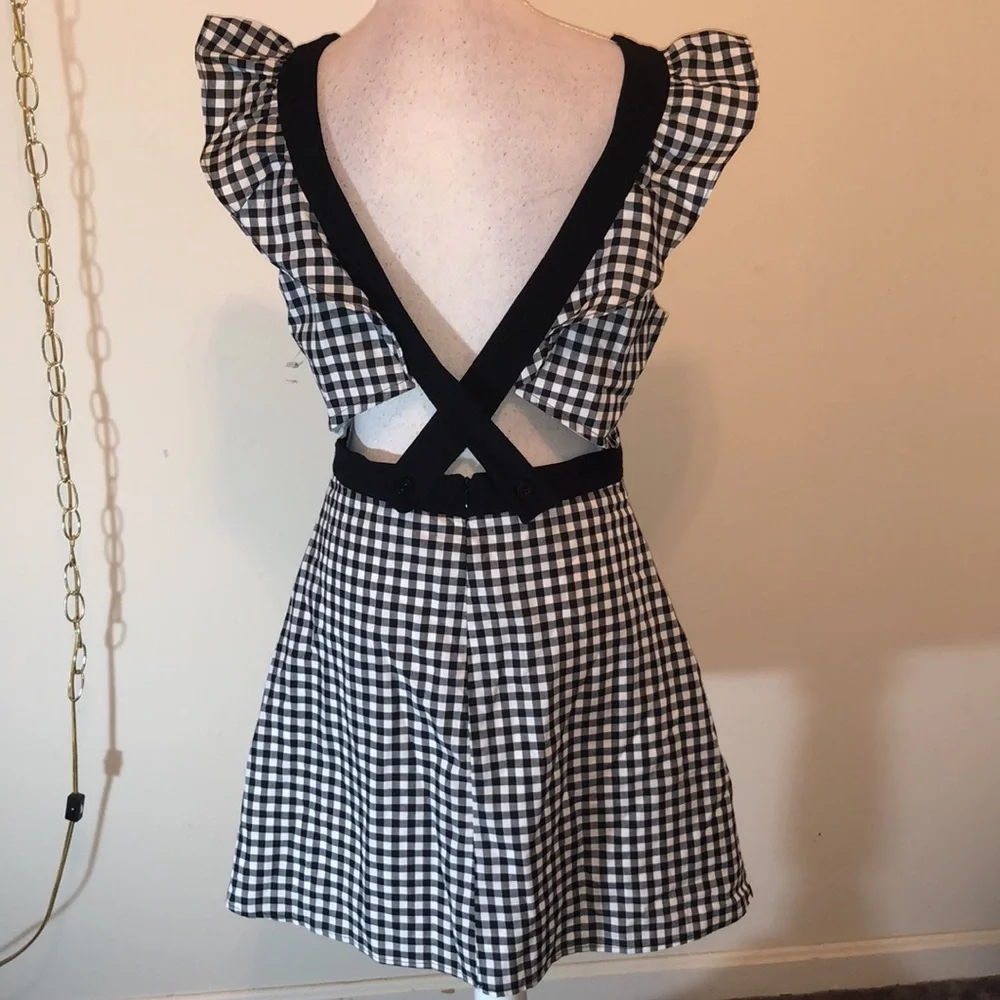 BCBGENERATION black and white ruffle cutout mini dress - Picture 6 of 9